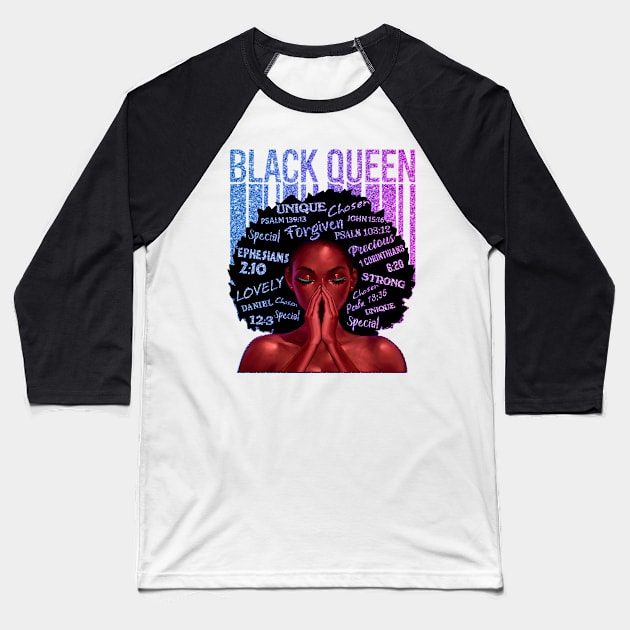 Black Queen, Black Girl Magic, Melanin, Black Women, Black Mom Baseball T-Shirt by UrbanLifeApparel